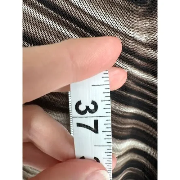 Windsor Dress Womens Medium Brown Mini Marble Print Stretch Mesh Sleeves Party - Picture 7 of 8